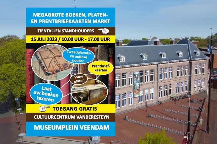 Mega Boeken, Platen- en Prentbriefkaartenmarkt in Cultuurcentrum vanBeresteyn in Veendam